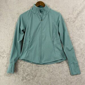 Jockey Womens S Full-Zip Sweatshirt Teal Polyester/Spandex Blend